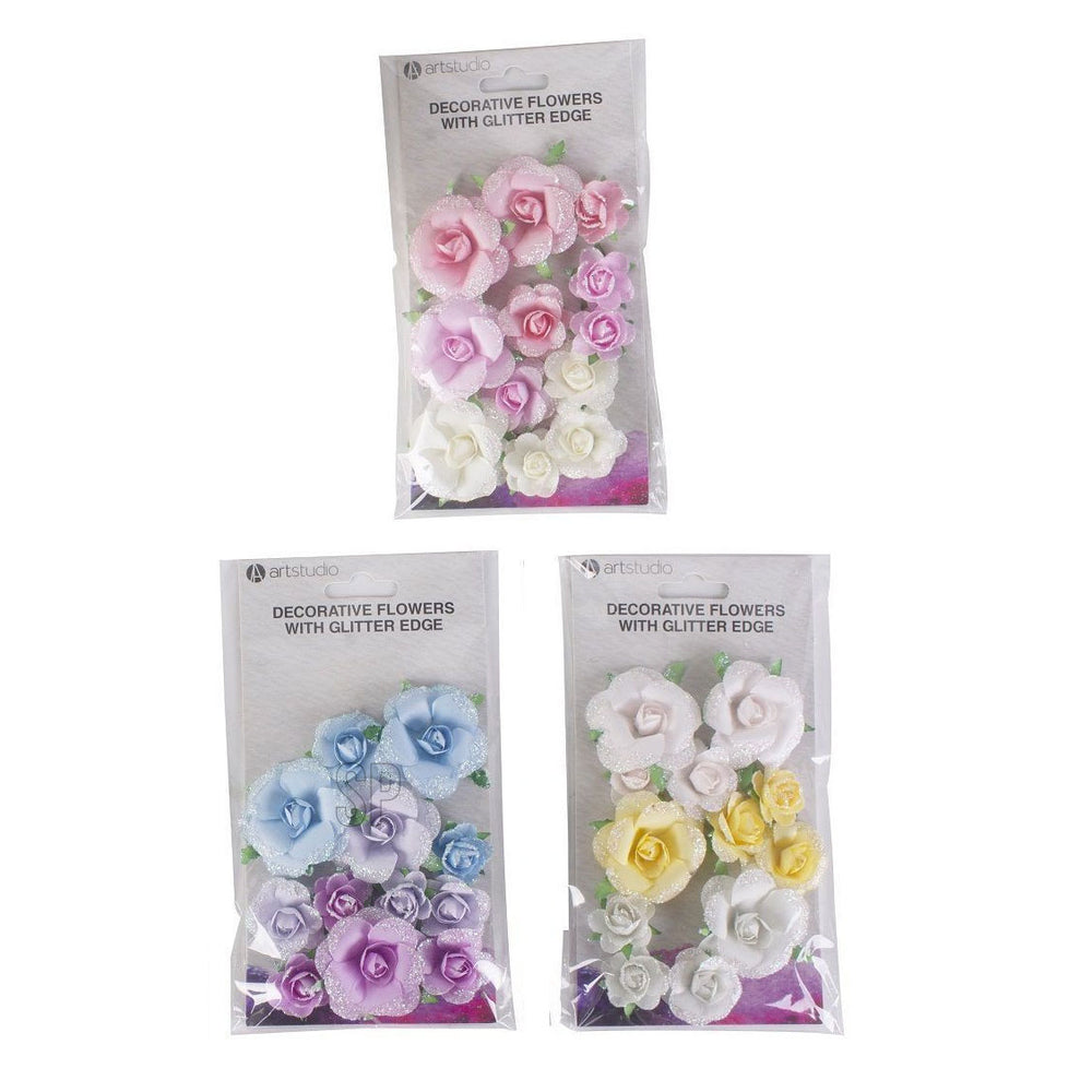 Papieren bloemen met glitters