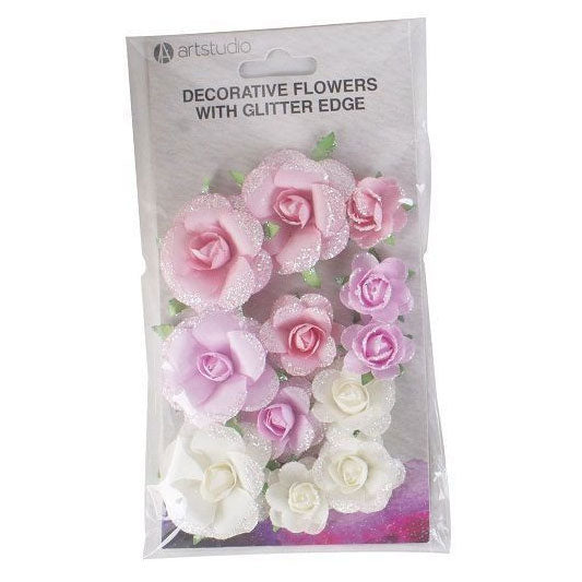 Papieren bloemen met glitters