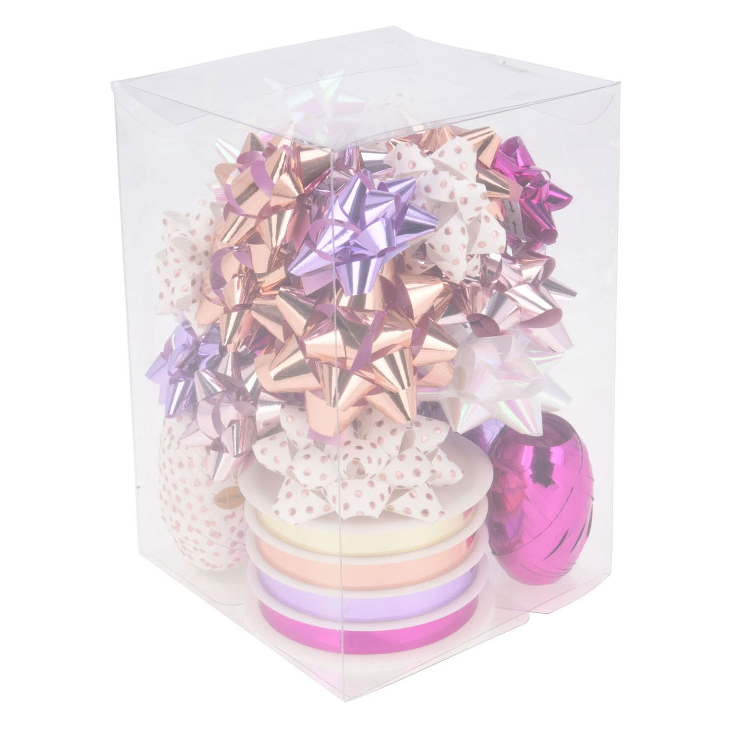Verpakkingsdecoratie strike en lint wit roze, set van 30
