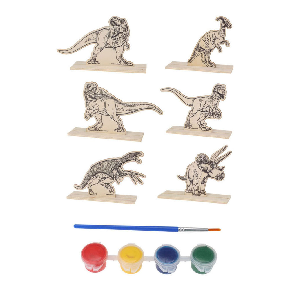 Dino verfsetje hout, 6dlg.