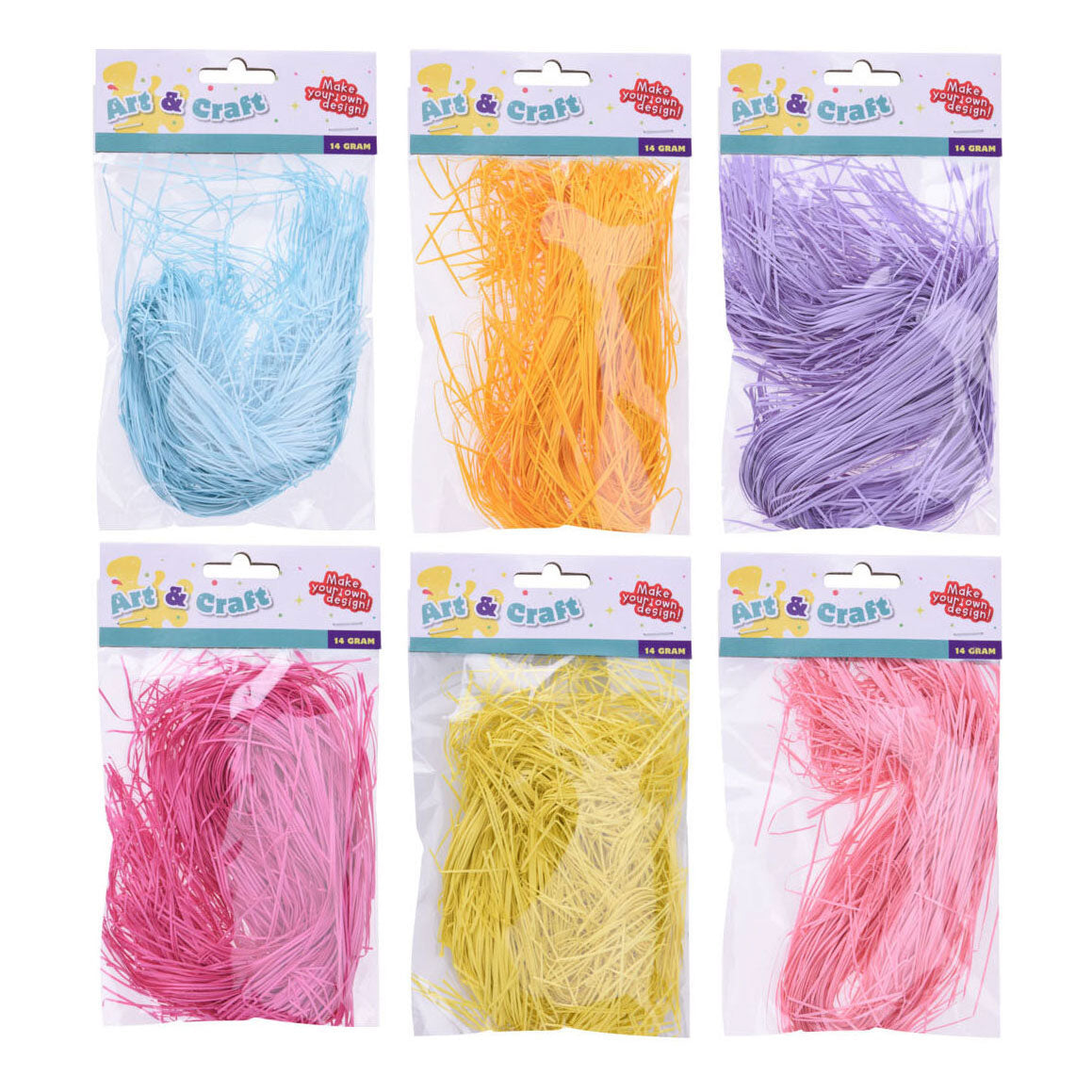 Gekleurde raffia 14gr.