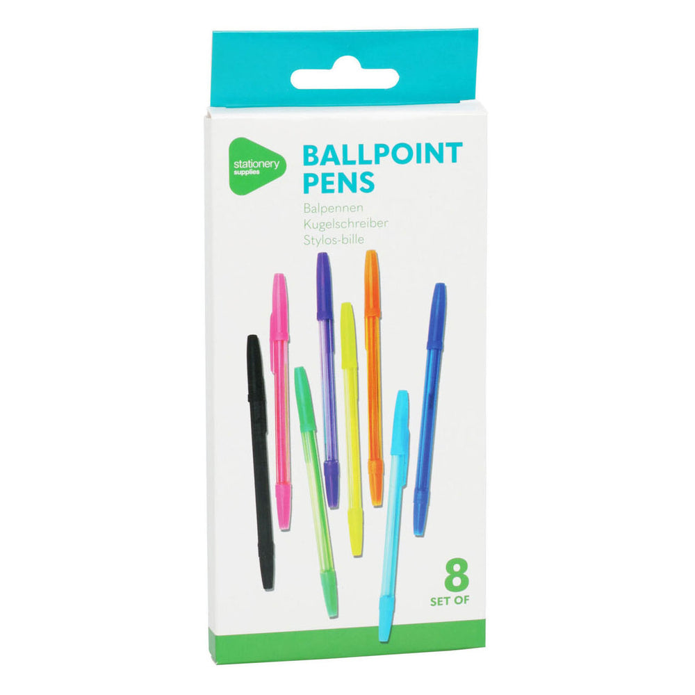 Balpennen in 8 kleuren, 8st.