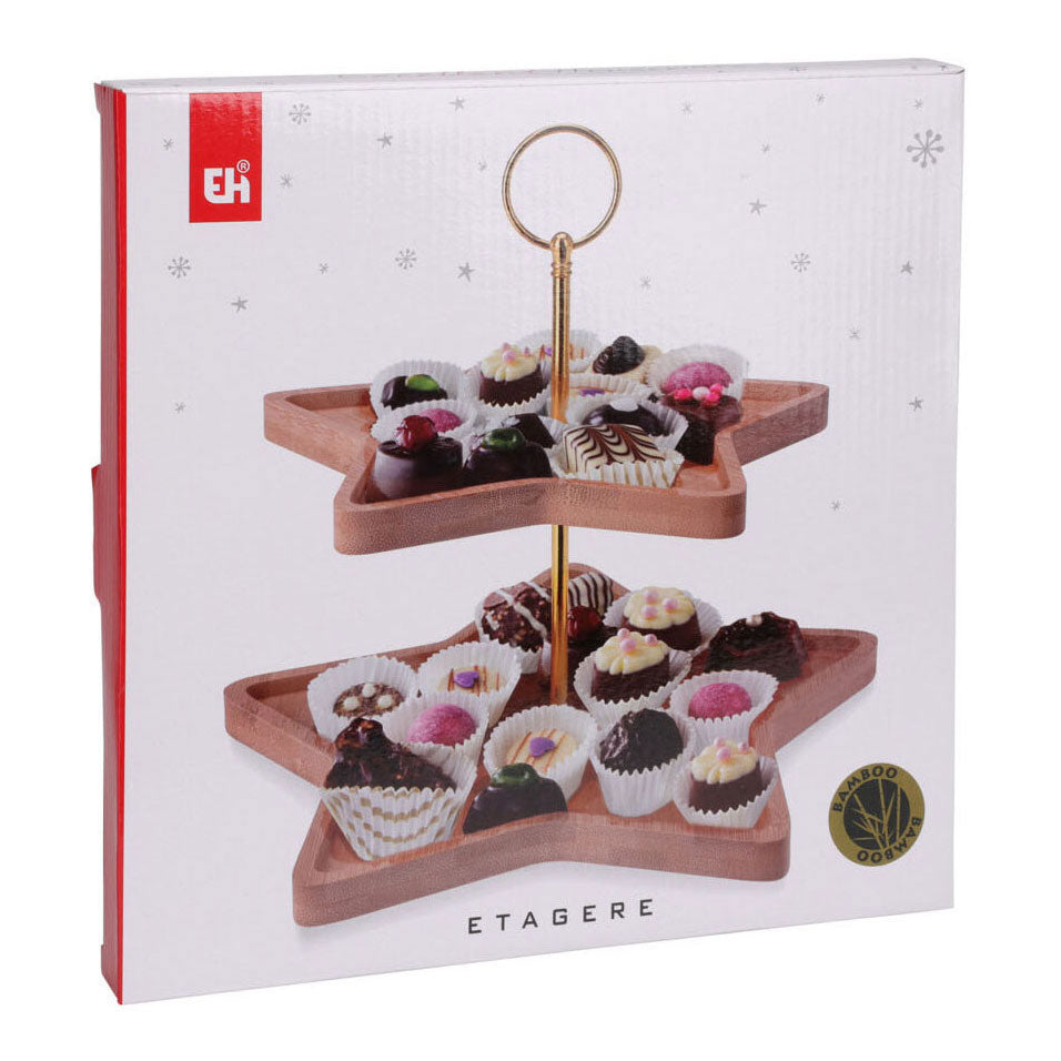 Etagère ster bamboe 2-laags