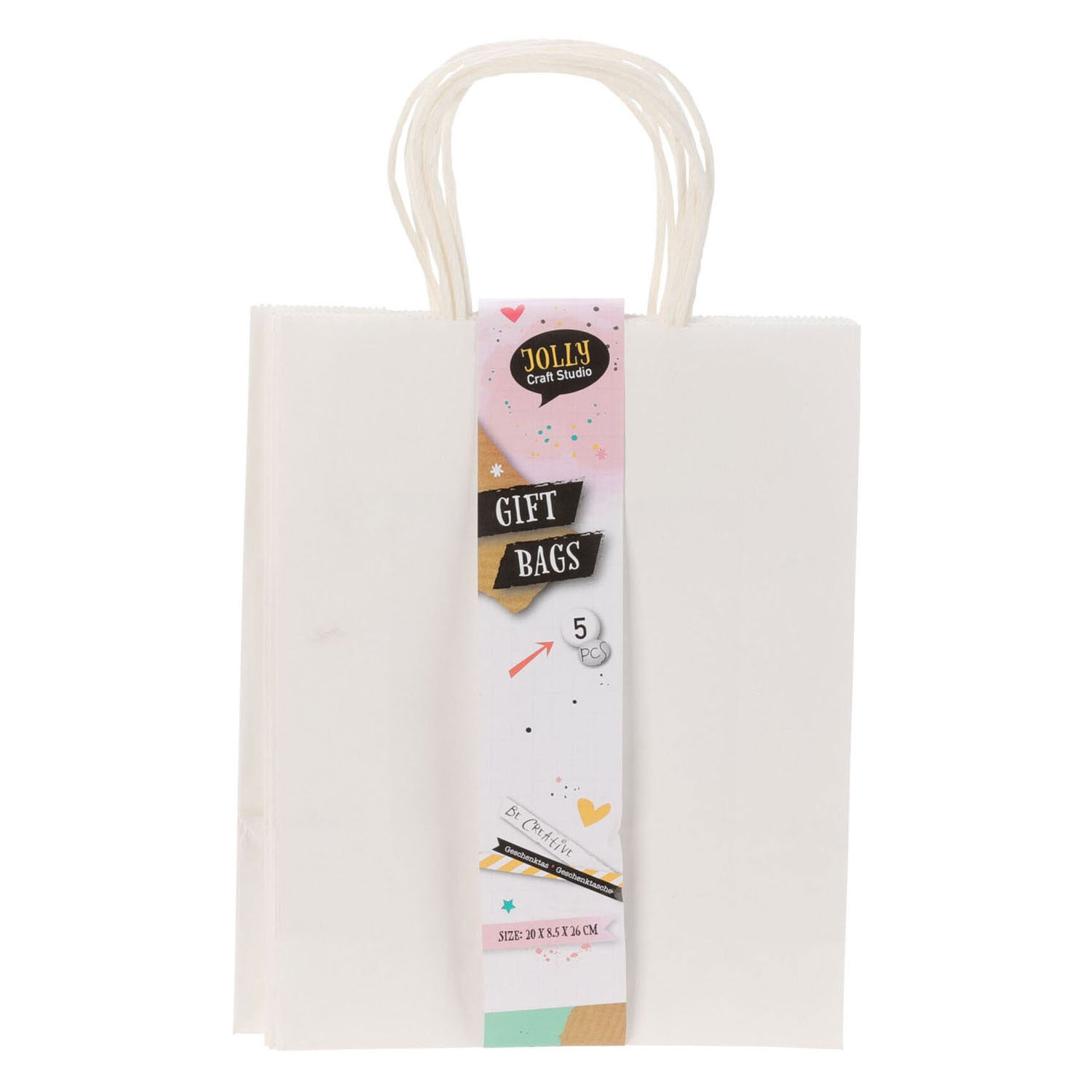 Geschenktasje wit papier, 5st.