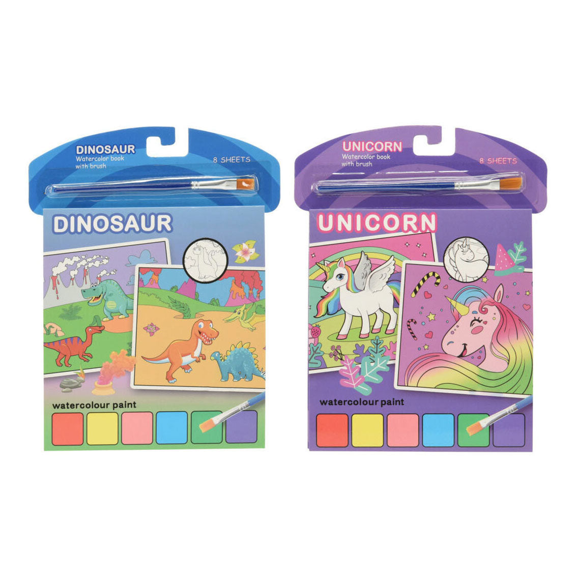 Waterverfboek eenhoorn van dino