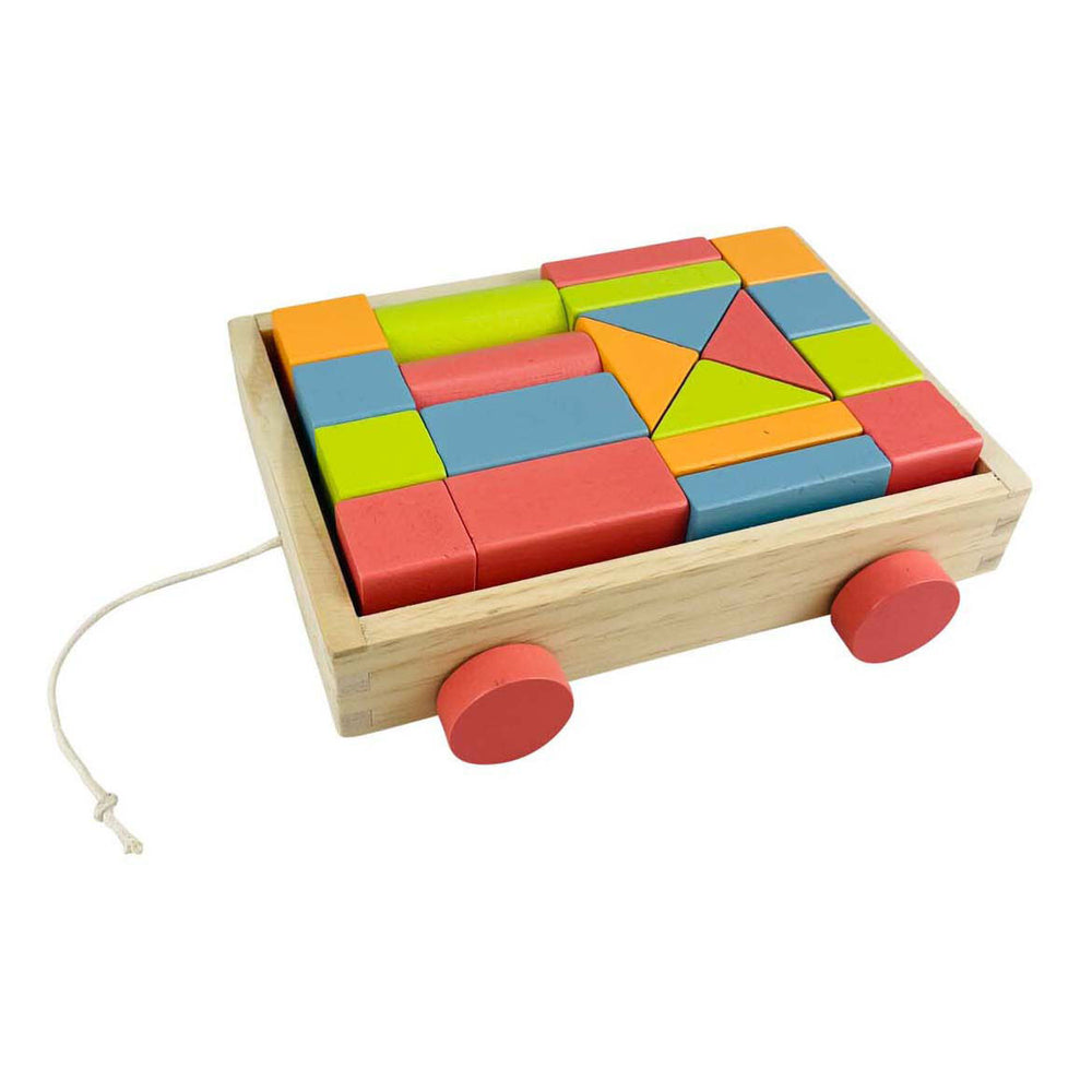Houten blokkenkar, 20dlg.