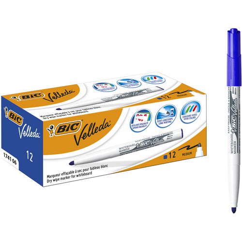 Whiteboard marker bic 1741 velleda kunststofhouder breed 1-4mm blauw rond