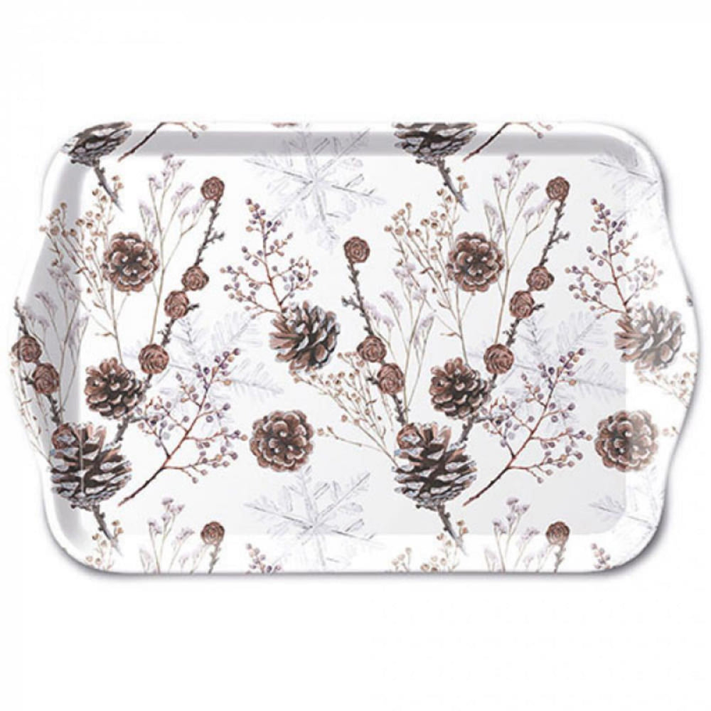 Ambiente dienblad pine cones wit 13x21cm melamine