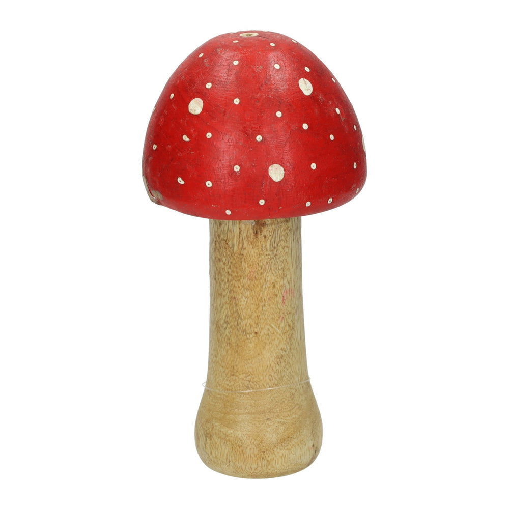 Houten paddenstoel van mangohout - 13x13x20cm