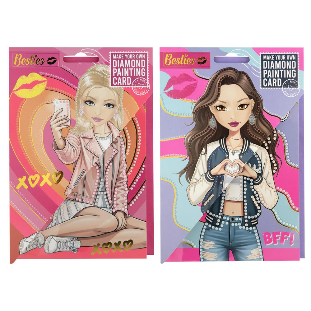 Besties maak je eigen diamond painting kaart inclusief envelop