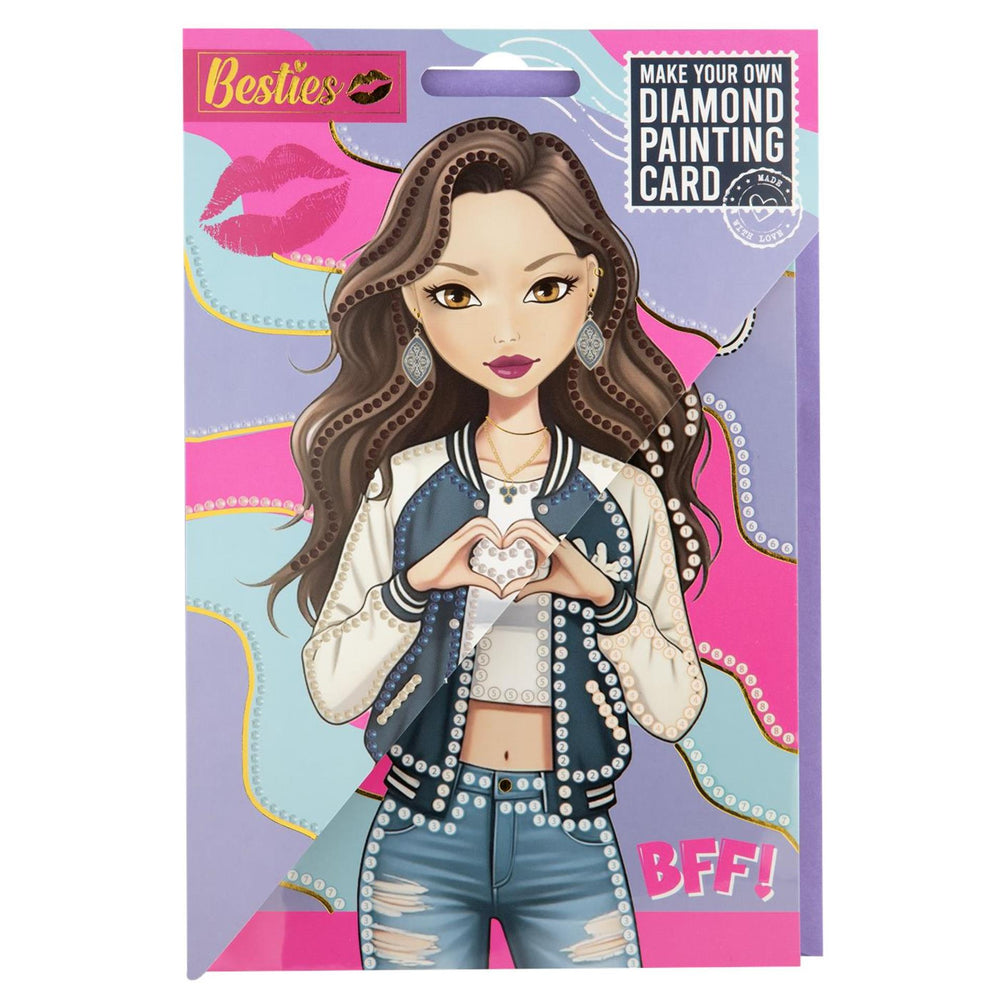 Besties maak je eigen diamond painting kaart inclusief envelop