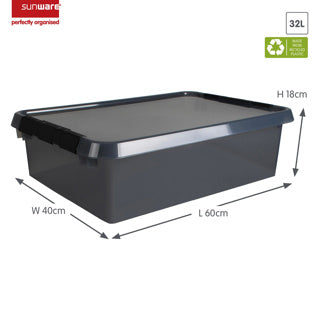 Sunware comfort line opbergbox 32l - 60x40x18 cm - transparant grijs