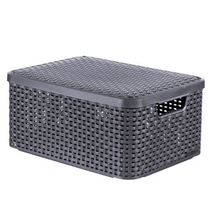 Curver style opbergmand met deksel m - 18 liter - antraciet - 29,3x39,3x18,7