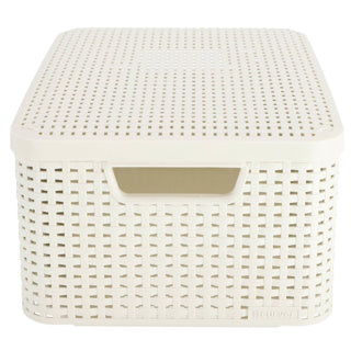 Curver stijl mandje 18l m deksel vintage wit