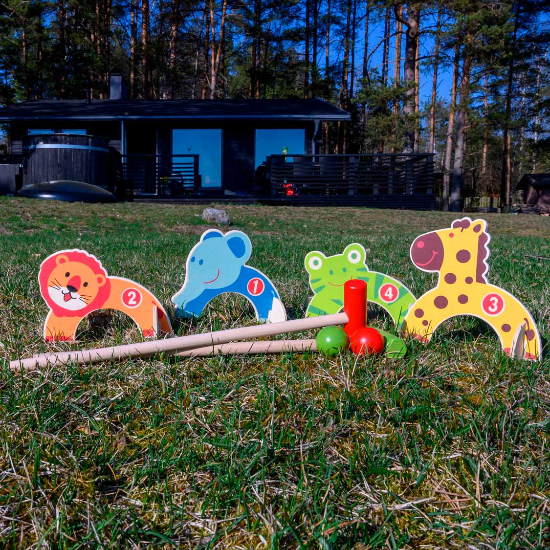 Tactic houten dierencroquetset