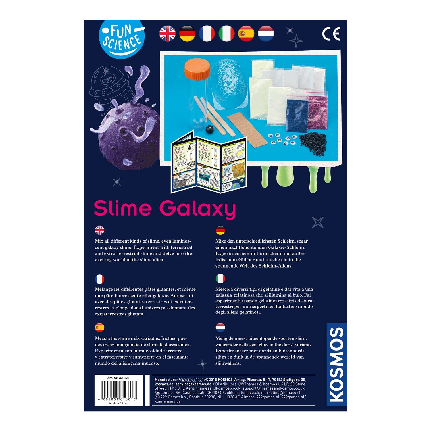 Kosmos slime galaxy – experimenteerset – maak je eigen kosmische slijm – met glitterpoeder en galactisch effect – slijm maken in ruimte-thema