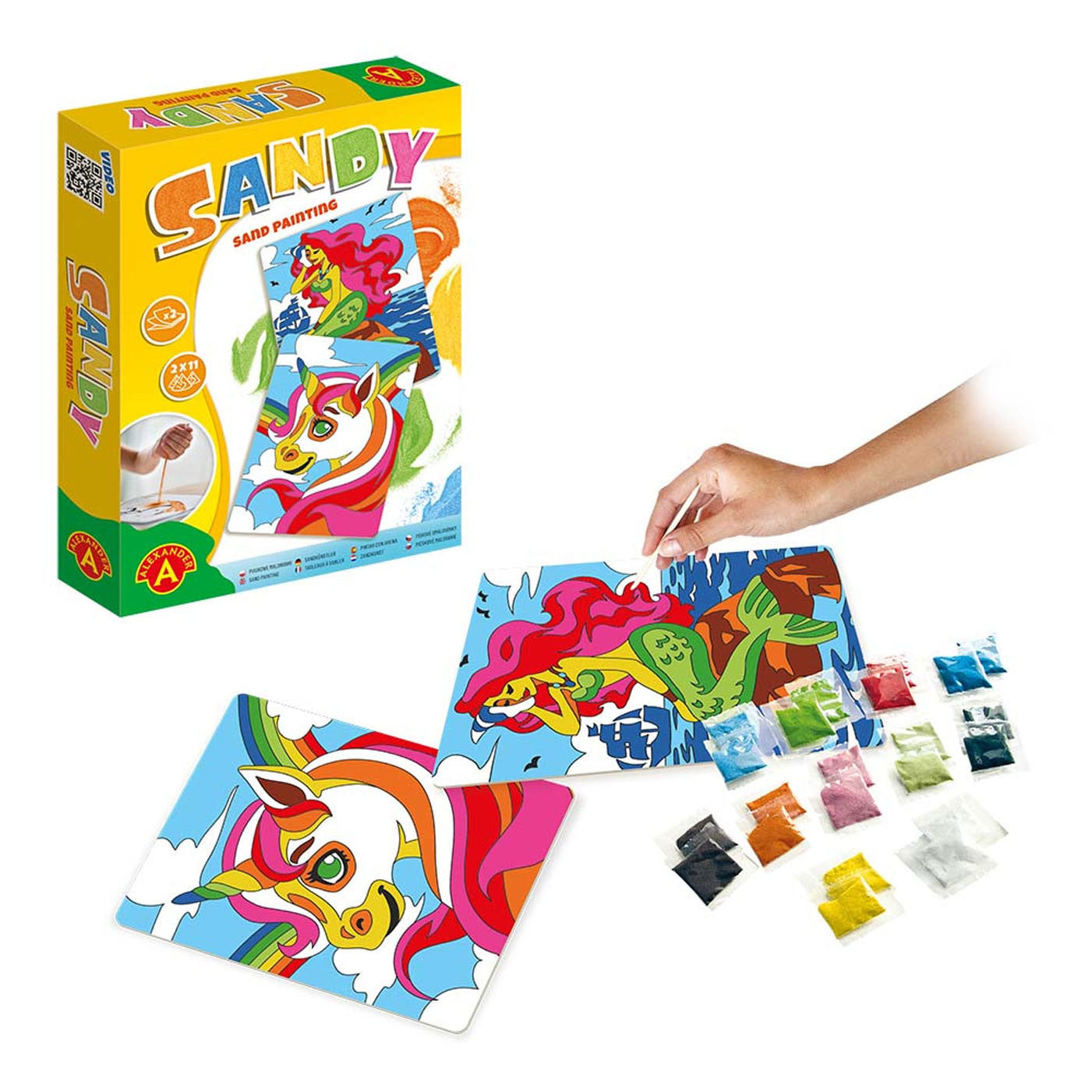 Zandzandschilderij Eenhoorn en Zeemeermin