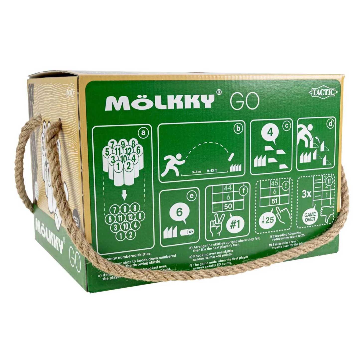Tactic mölkky go – vang- en werpspel - origineel fins houten werpspel in handige draagbare doos – duurzaam grenenhout – met gratis score-app