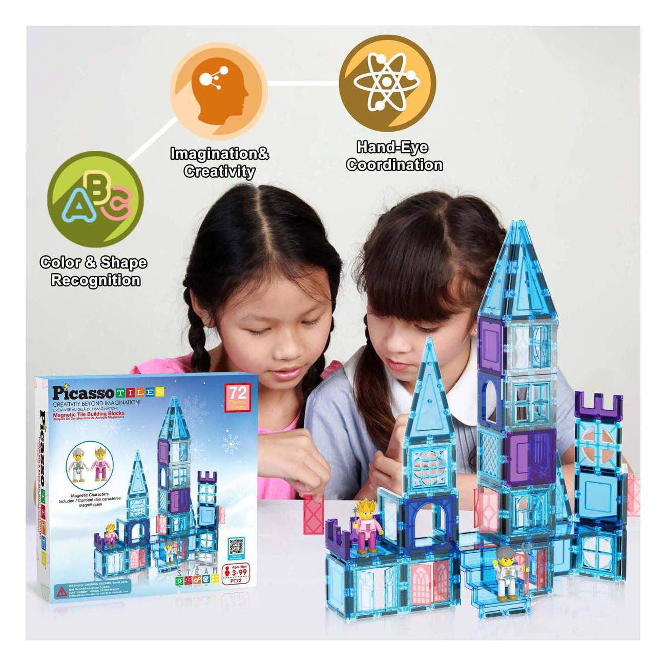 Picasso tiles tactic - constructiespeelgoed - magnetic tiles - magnetische tegels - winter thema - stem speelgoed - creatief bouwspeelgoed - 72-delig - vanaf 3 jaar