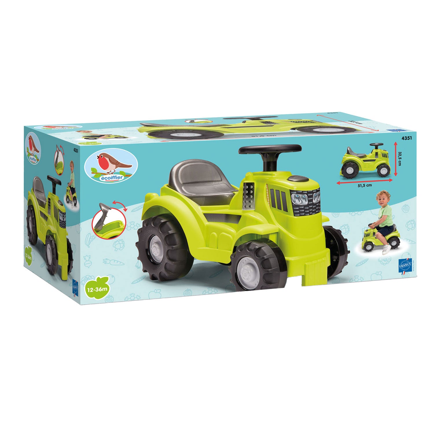 Ecoiffier loopauto tractor groen