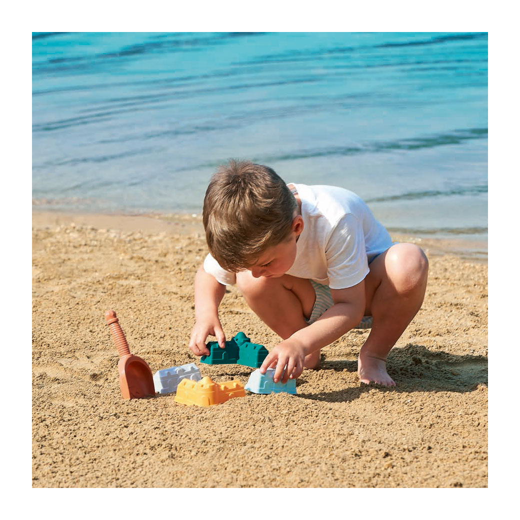 Ecoiffier kasteel zandvormen met schep, 5dlg.