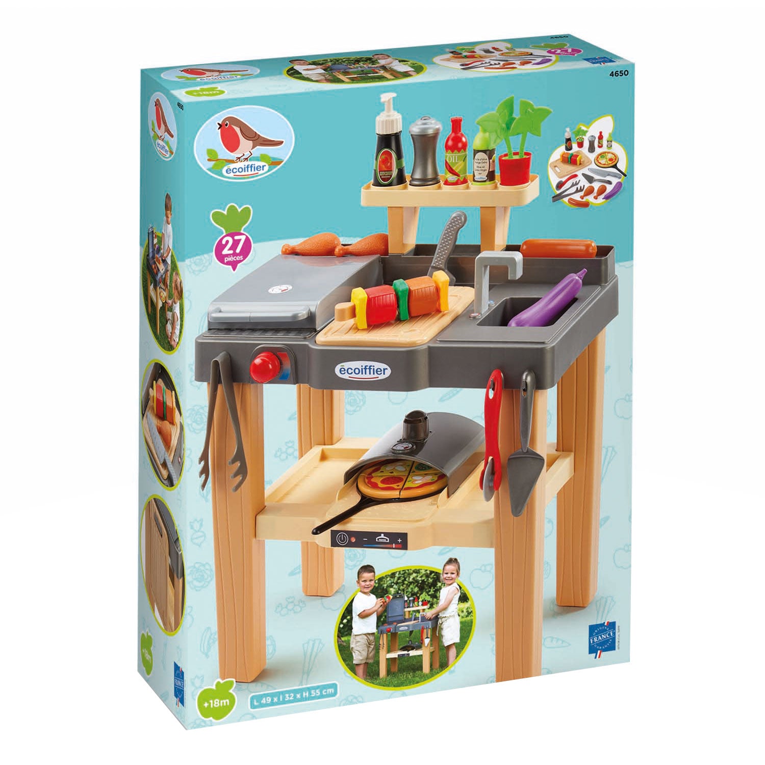 Ecoiffier zomerkeuken met barbecue en pizzaoven, 27dlg.