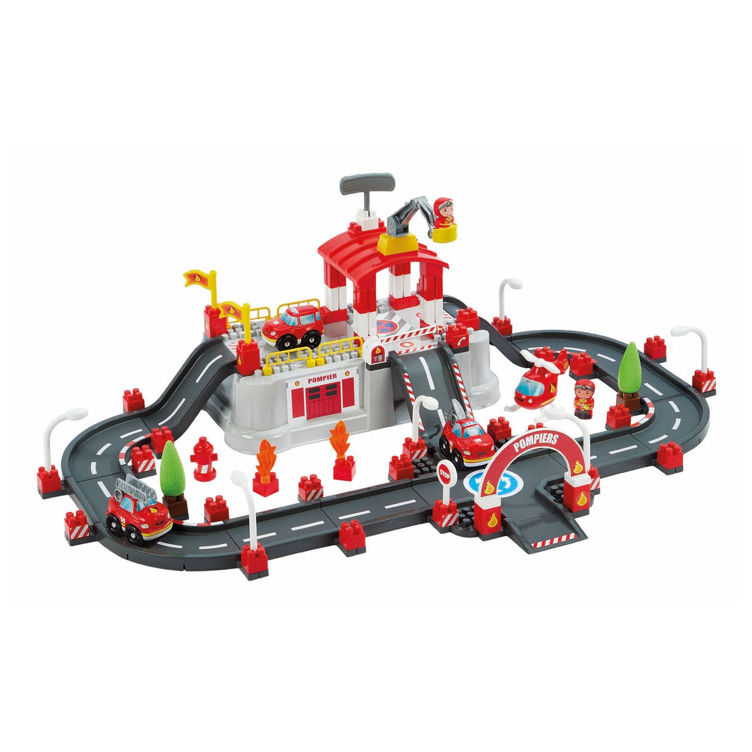 Écoiffier ecoiffier abrick bouwset - brandweer speelton met deksel als speelbasis - accessoires voor mini-stad - vanaf 18 mnd - 117 dlg.