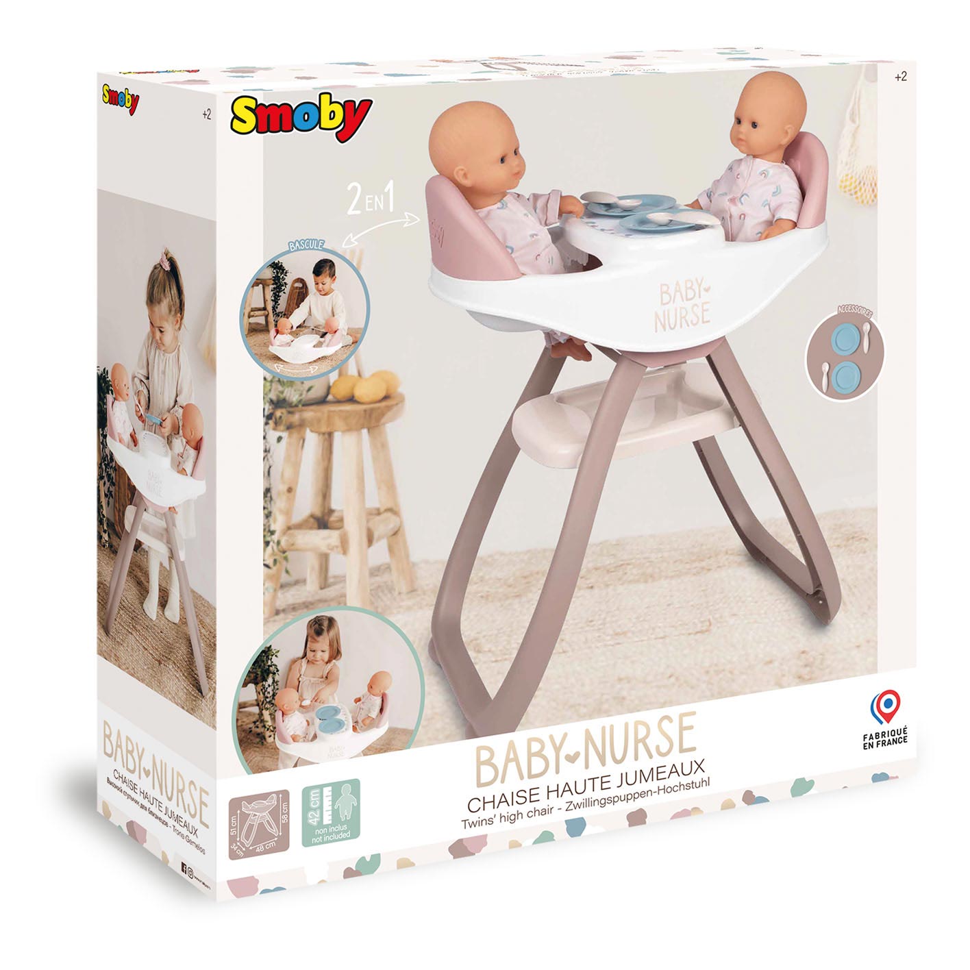 Smoby Baby Nurse Babystoel voor 2 poppen