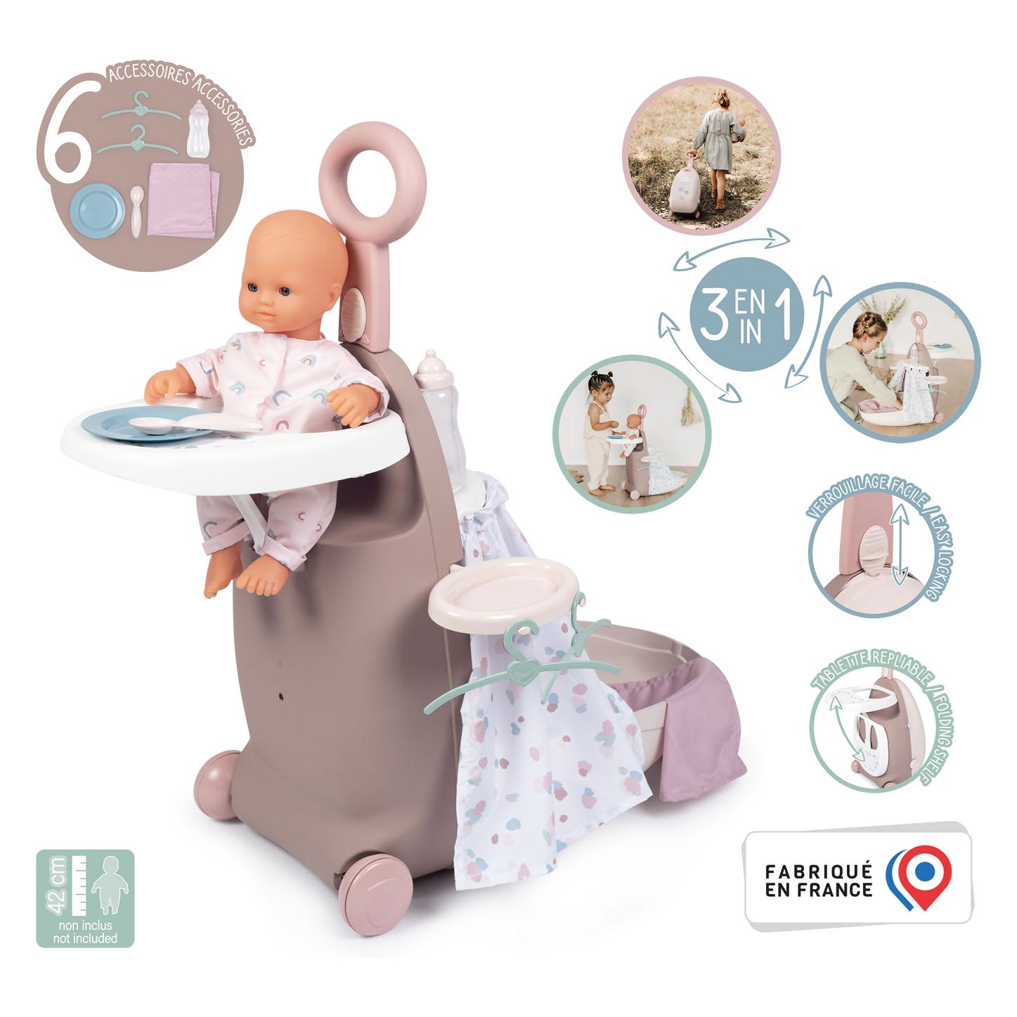 Smoby Baby Nurse Verzorgingswagen, 3in1