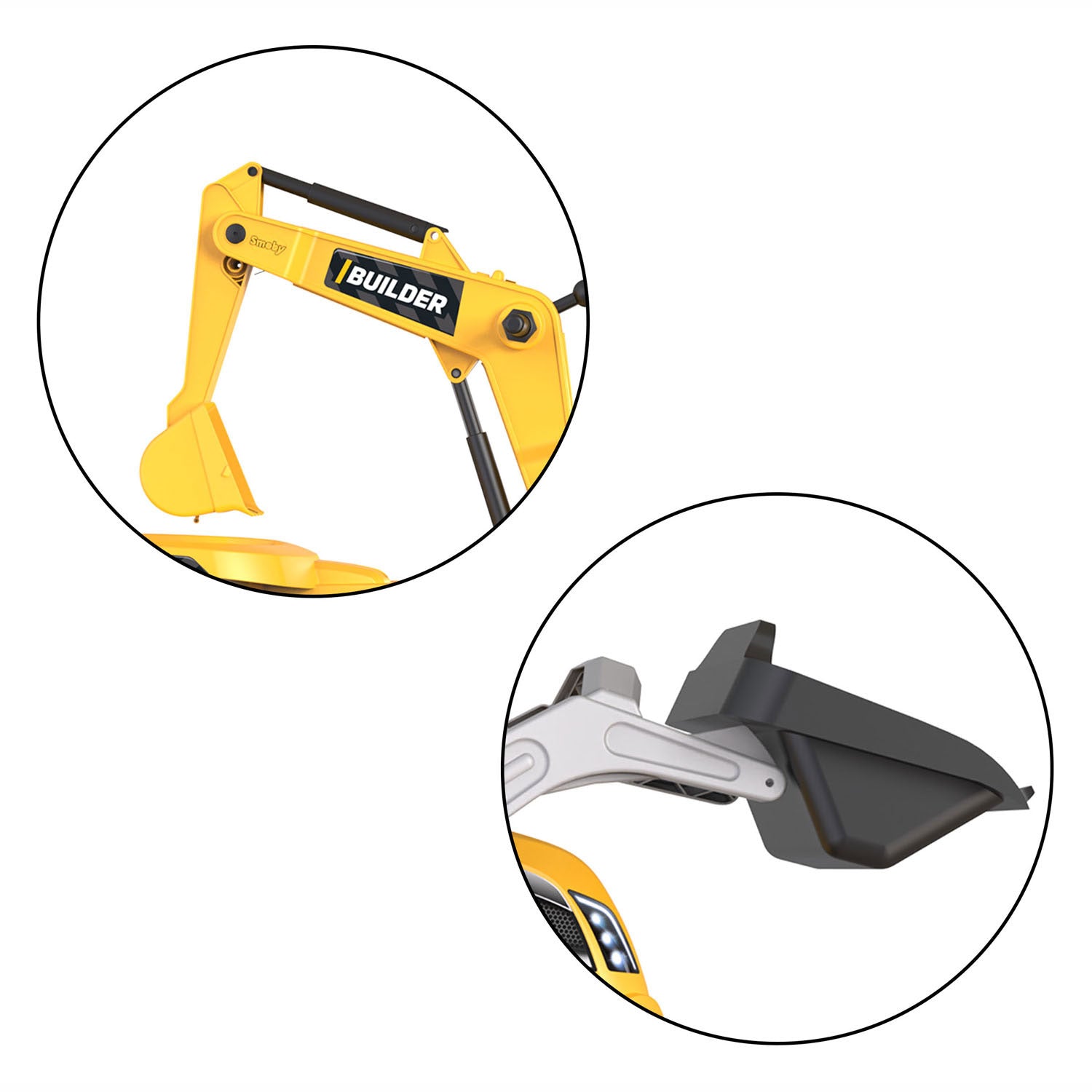 Smoby Bouwer Max Graafmachine Traptractor met Trailer Geel