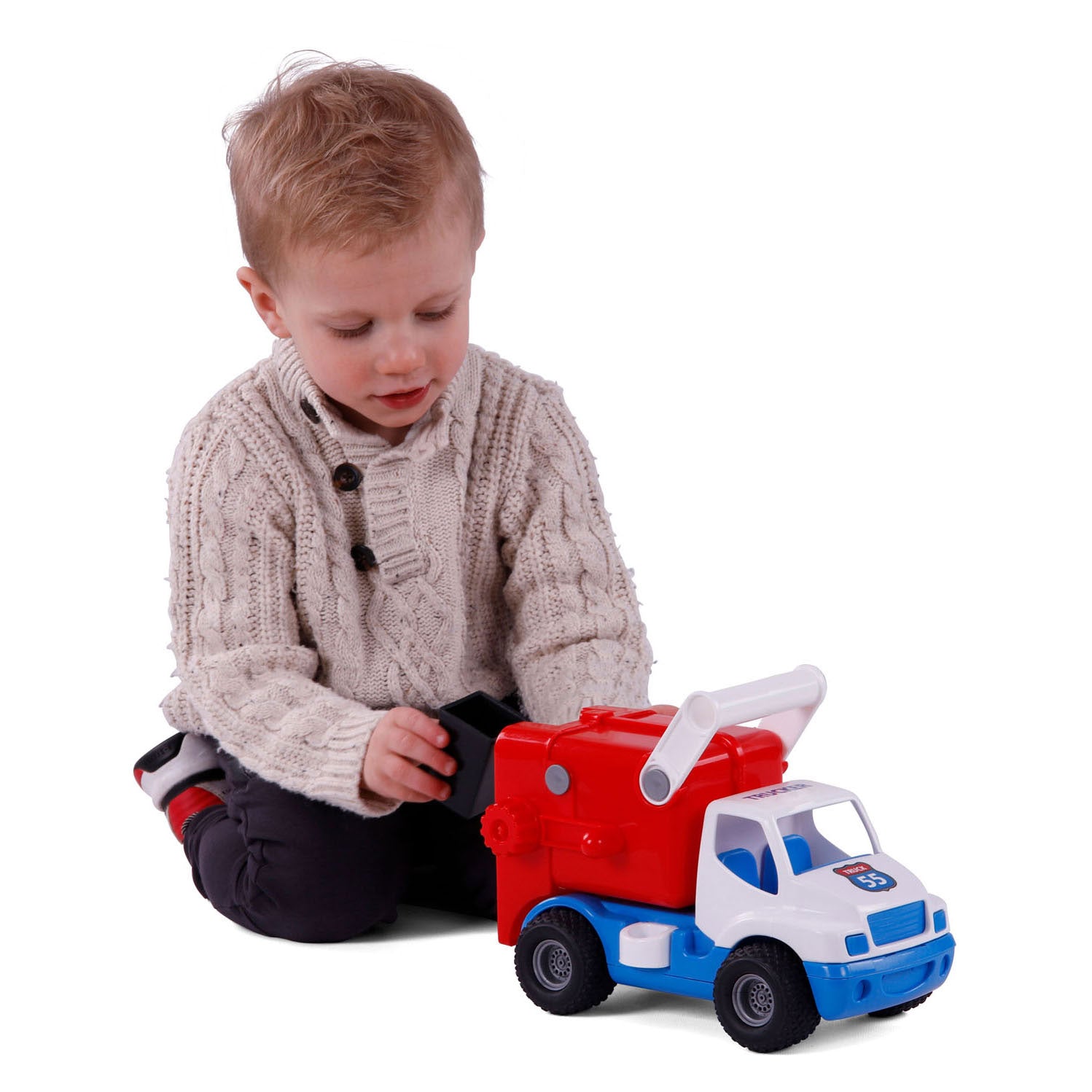 Cavallino handgreep vuilniswagen met rubberbanden, 29cm