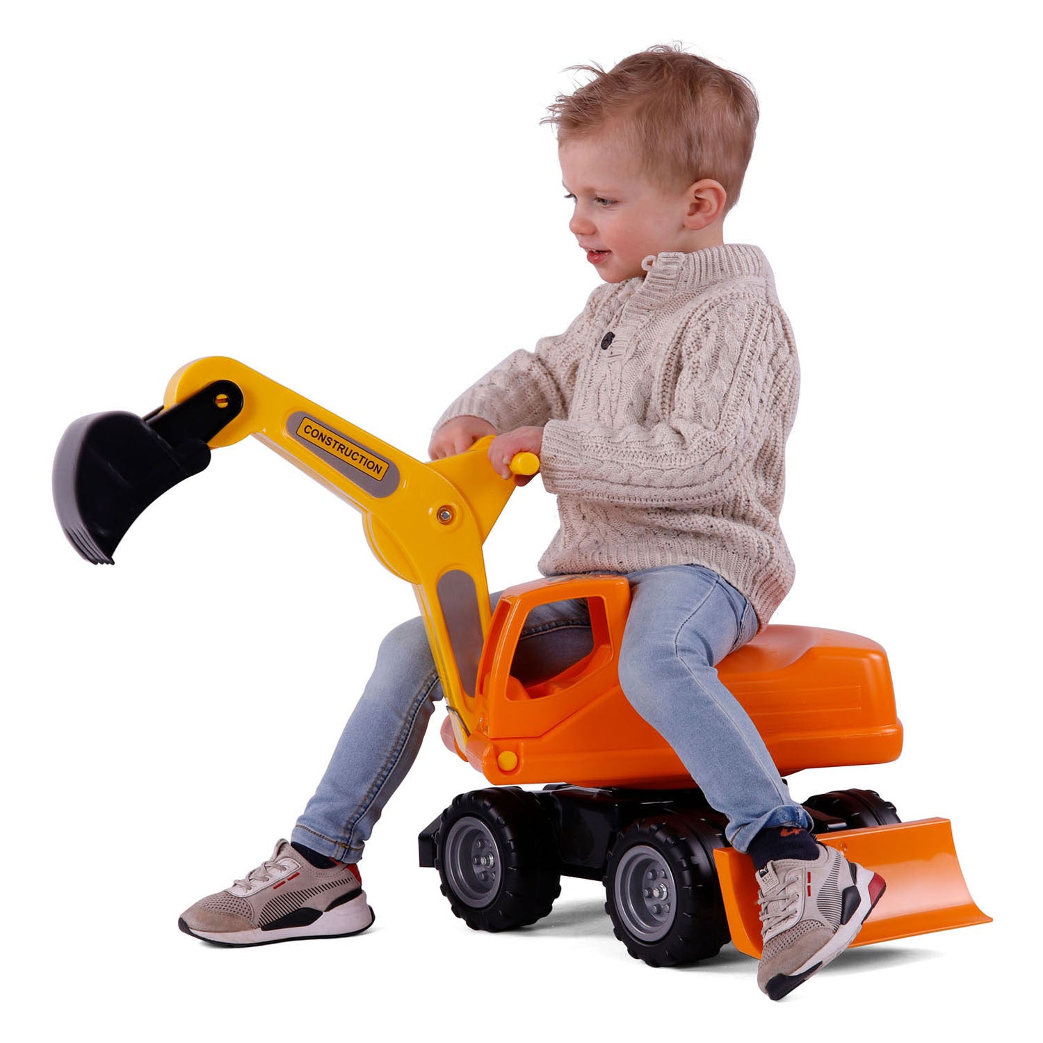 Cavallino mega graafmachine loopauto oranje, 79cm