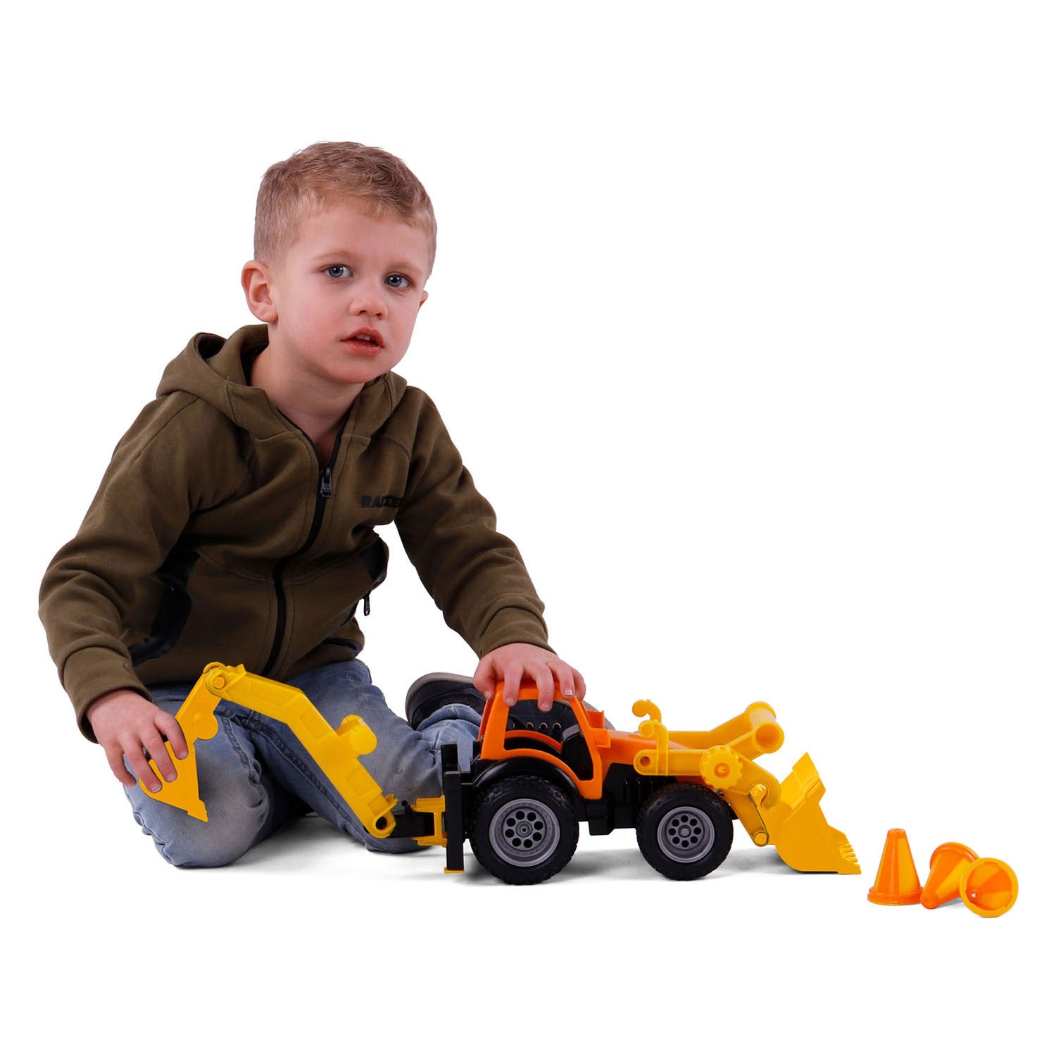 Cavallino handgreep graafmachine tractor met rubberbanden, 38,5cm