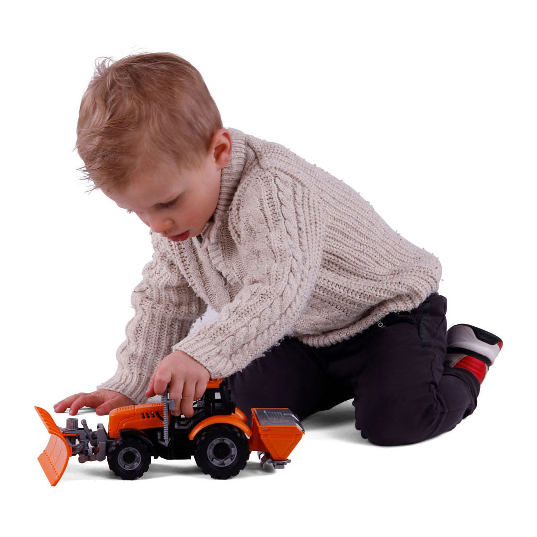 Cavallino tractor met sneeuwploeg geel, schaal 1:32