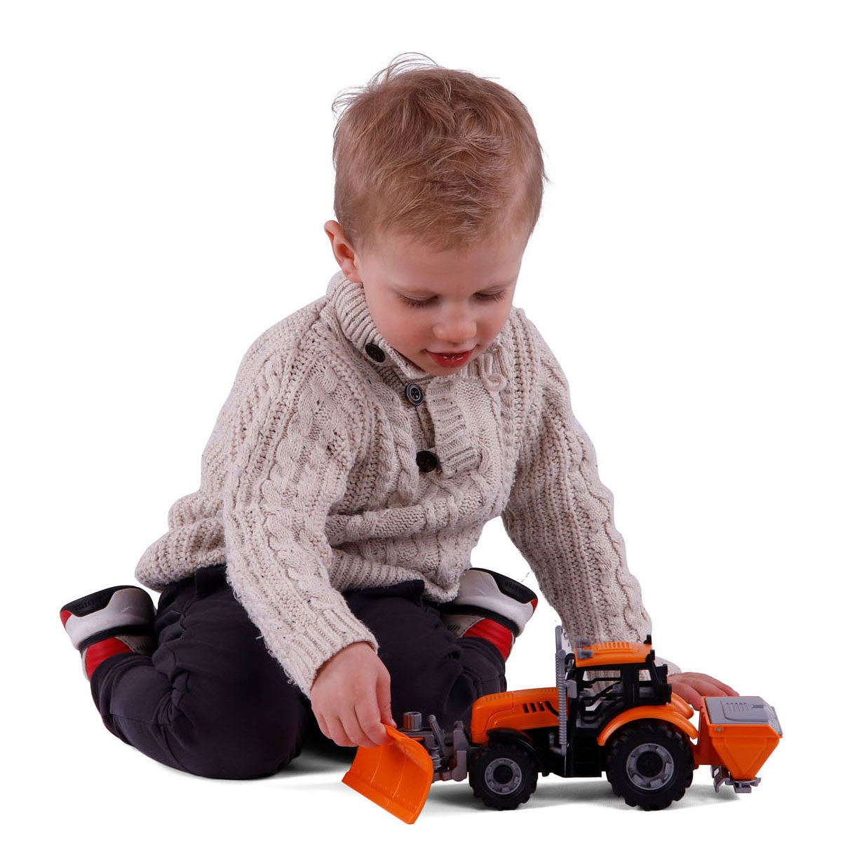 Cavallino tractor met sneeuwploeg geel, schaal 1:32