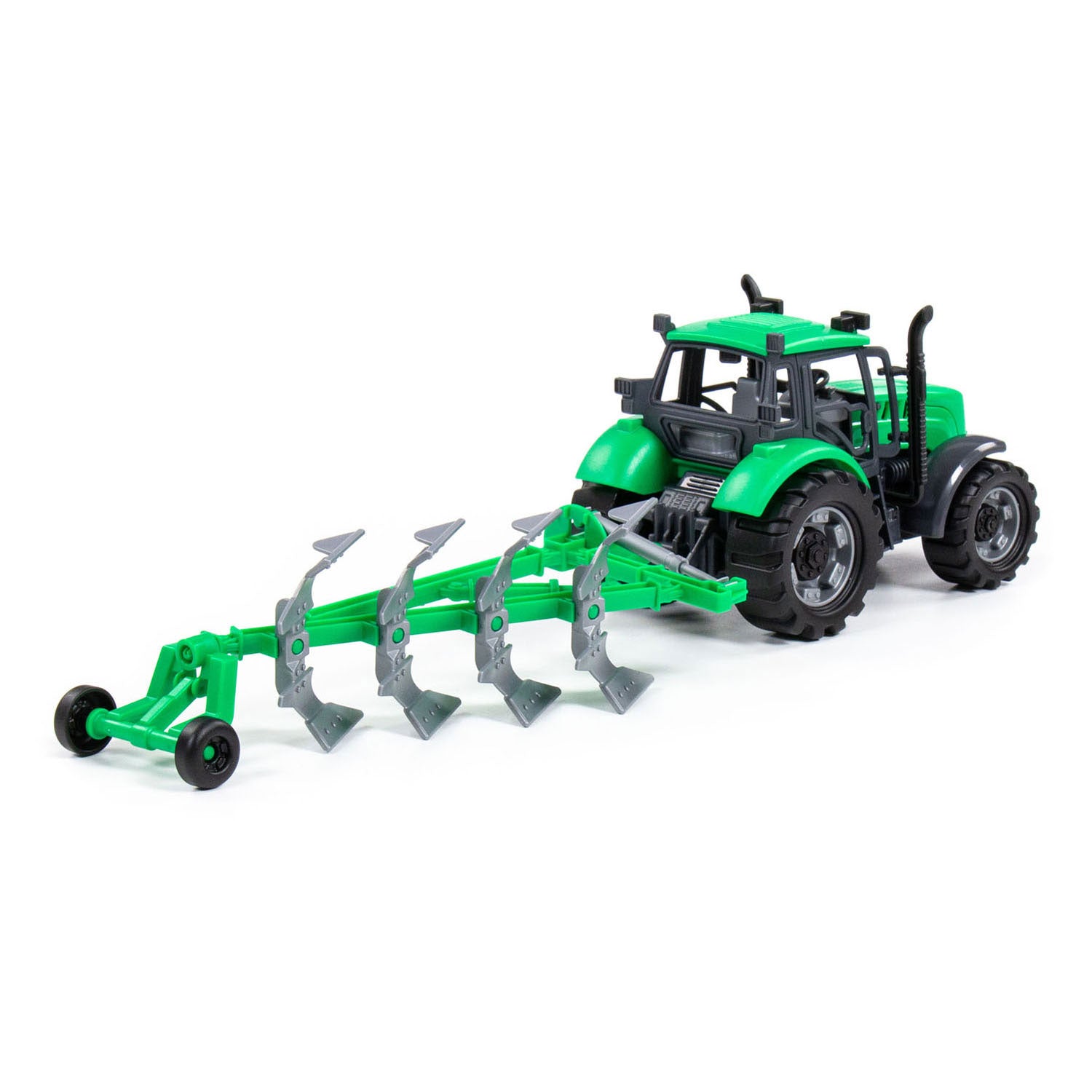 Cavallino tractor met ploeg groen, schaal 1:32
