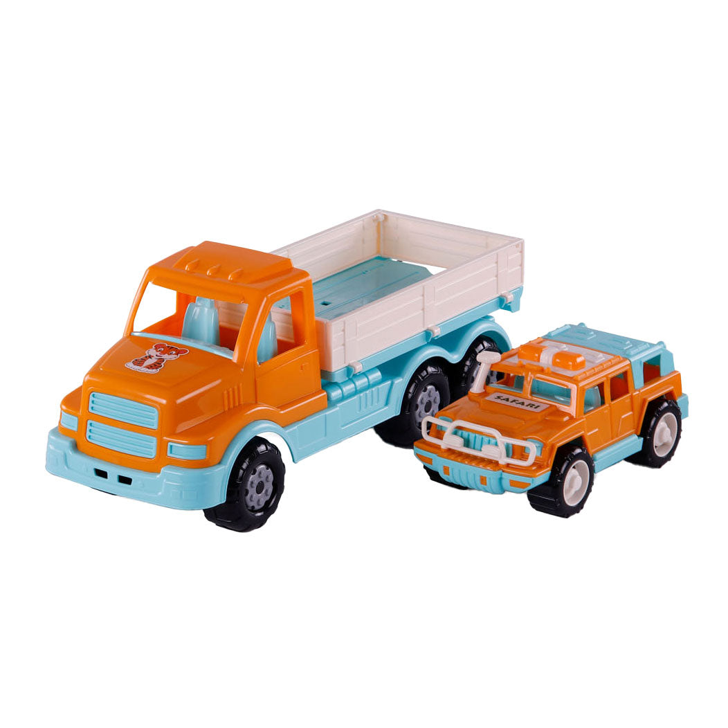 Cavallino xl torpedovrachtwagen met survival jeep oranje, 44,5cm