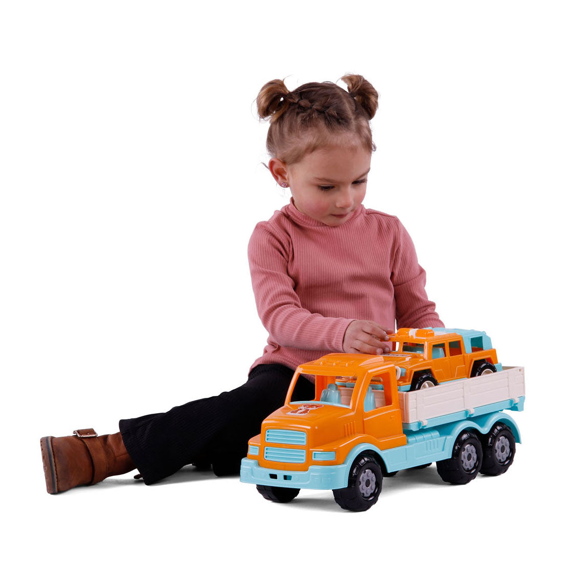 Cavallino xl torpedovrachtwagen met survival jeep oranje, 44,5cm