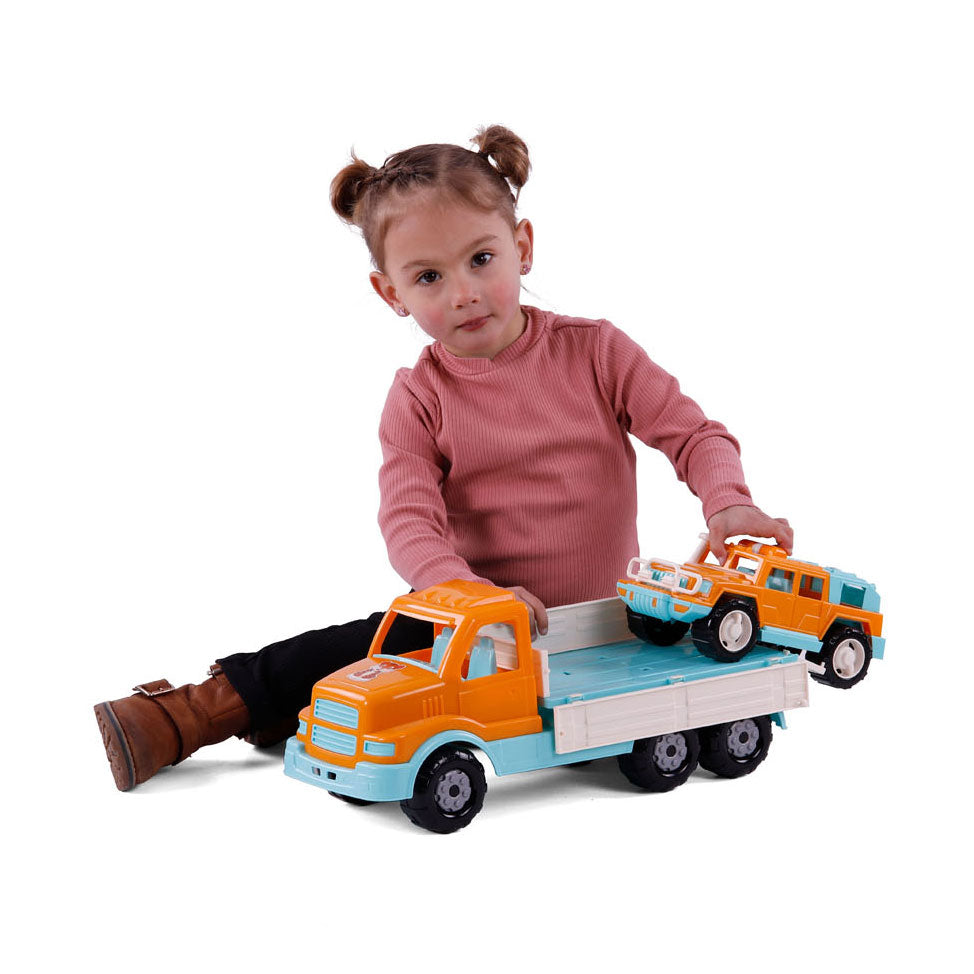 Cavallino xl torpedovrachtwagen met survival jeep oranje, 44,5cm