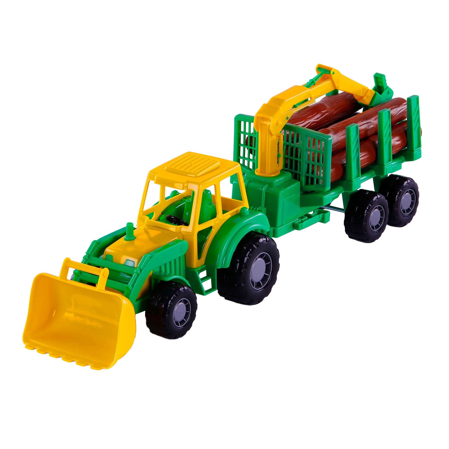 Cavallino junior tractor met kraan aanhangwagen en hout, 46cm