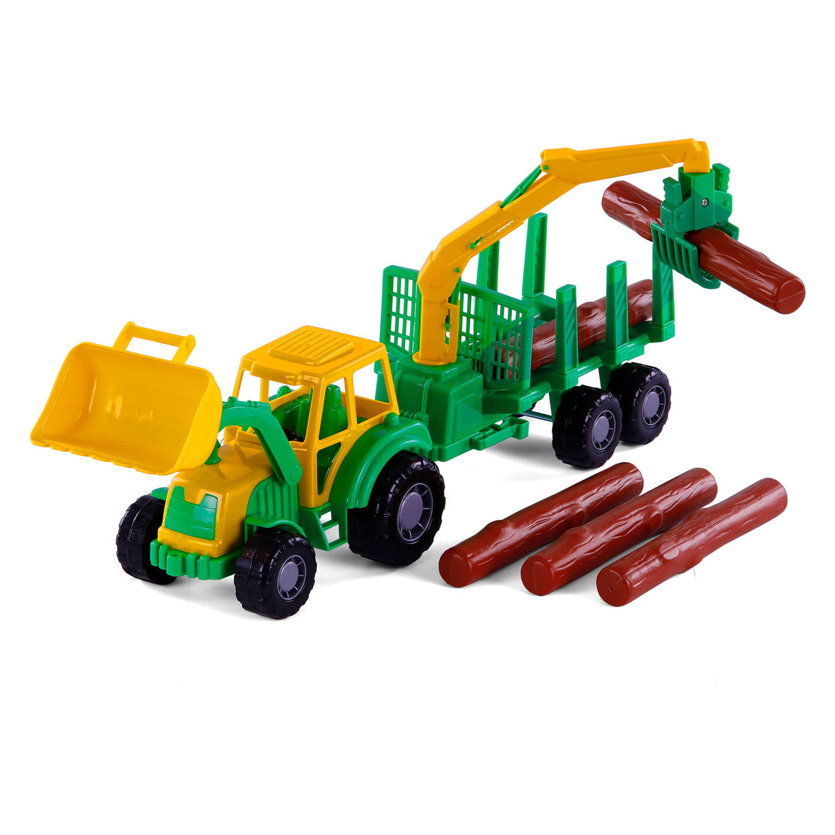 Cavallino junior tractor with crane trailer and wood, 46cm