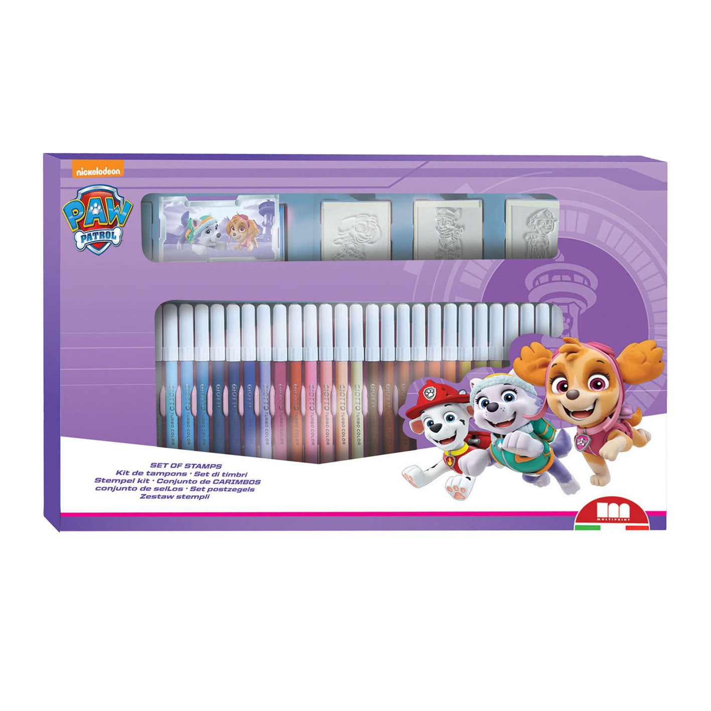Multiprint Paw Patrol Skye kleurset met stempels, 41dlg.