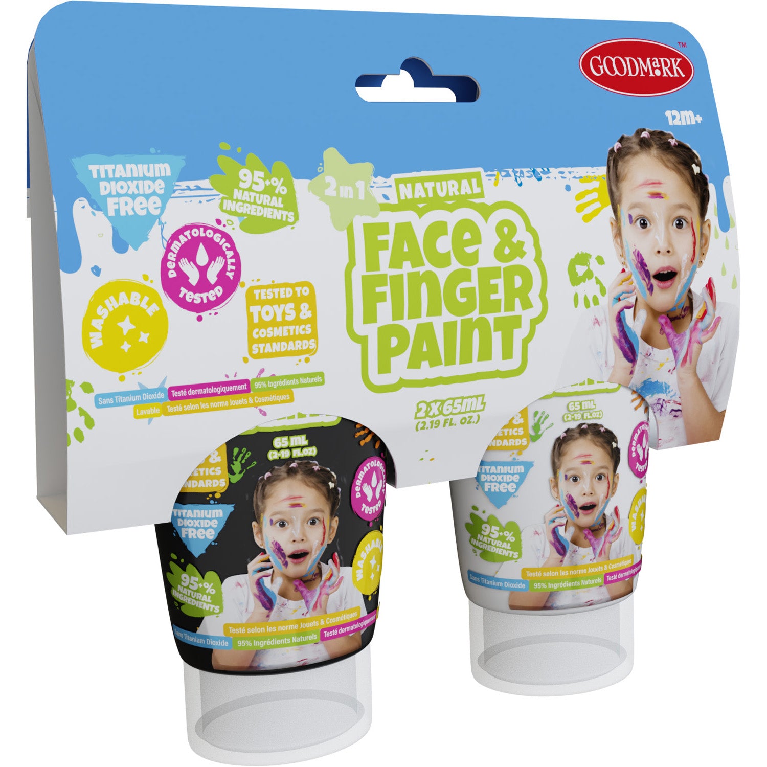 Boti natural face vingerverf tube - zwart en wit, 2x65ml