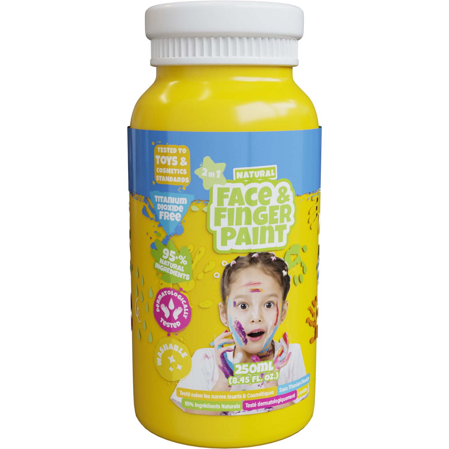 Boti natuurlijke gezichtsvingerverf fles - geel, 250ml
