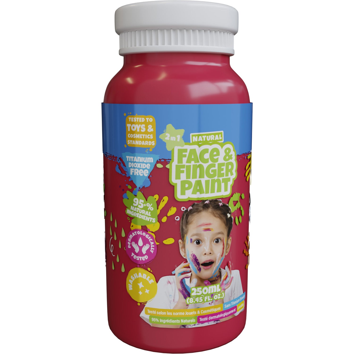 Boti natuurlijke gezichtsvingerverf fles - rood, 250ml