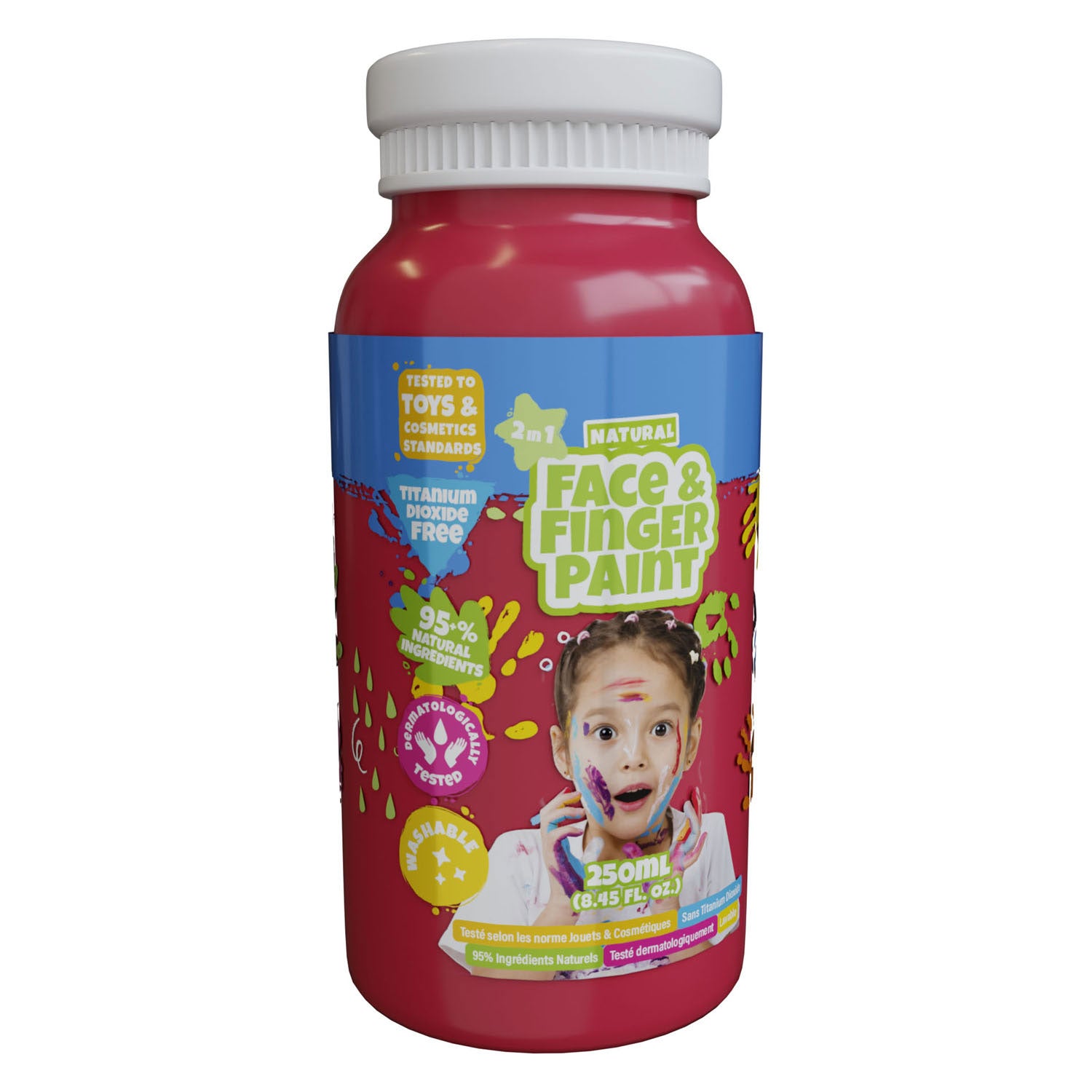 Boti natuurlijke gezichtsvingerverf fles - rood, 250ml