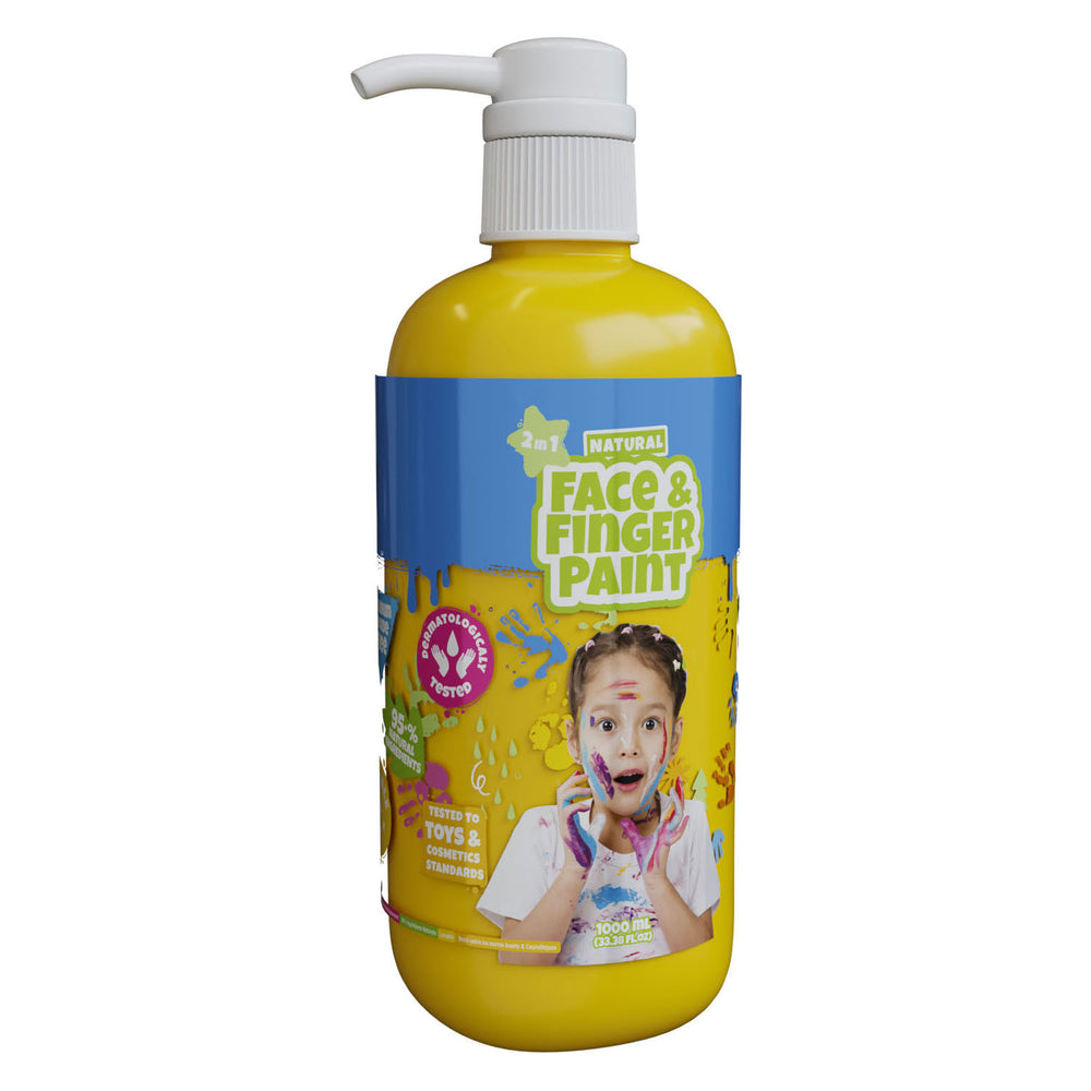 Boti natuurlijke vingerverf fles met pompje - geel, 1l