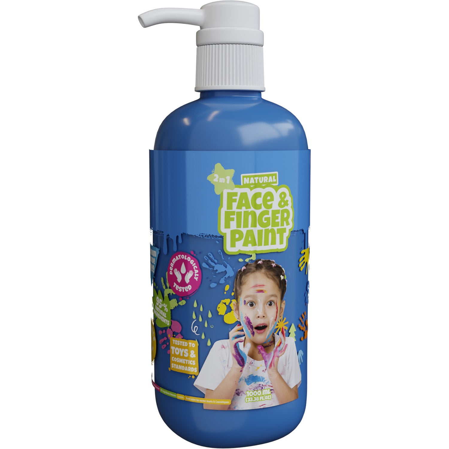 Boti natuurlijke vingerverf fles met pompje - blauw, 1l
