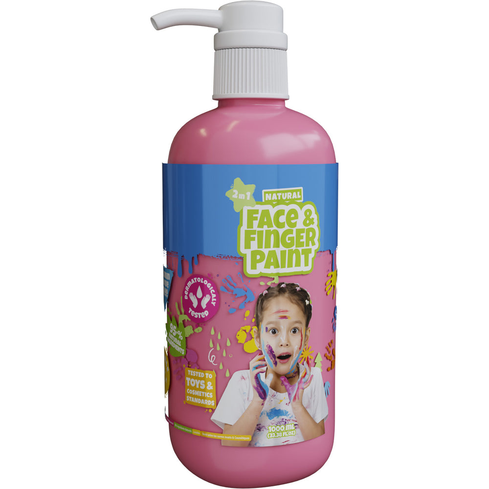 Boti natuurlijke vingerverf fles met pompje - roze, 1l