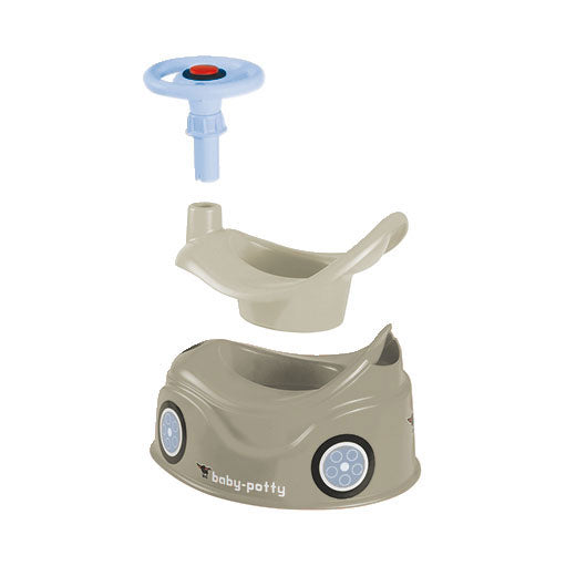 Big baby potty plaspot met stuur grijs